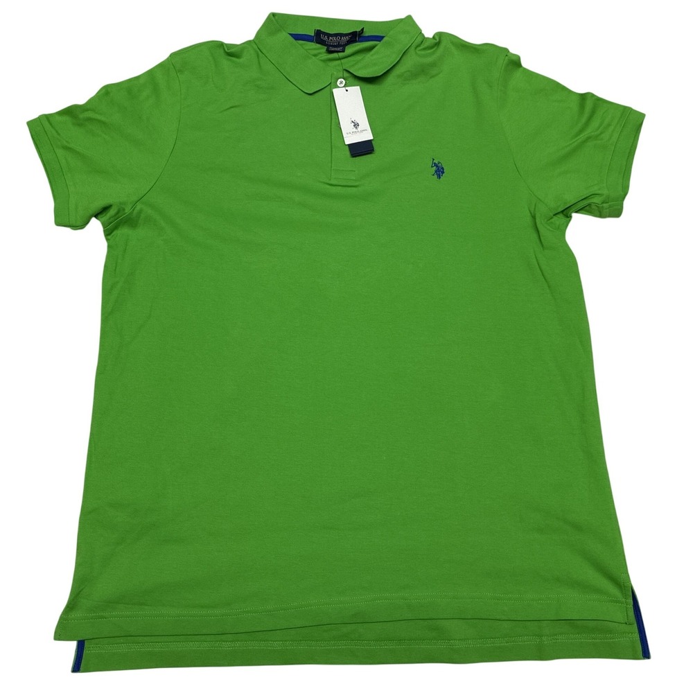 US Polo Assn Mens XL Lime Green Luxury Feel Cotton Short Sleeve Polo Shirt NEW